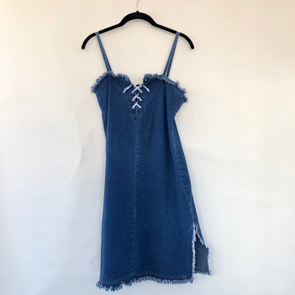 Lace Up Denim Dress - Picture 5 of 5